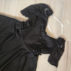 Unique Vintage black midi swing dress